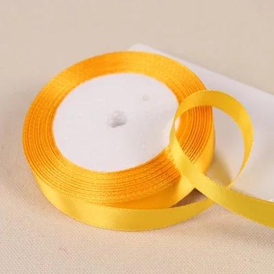 Fita de Cetim Dourada Amarela para Decoração de Casamentos e Embalagens - 6 a 50mm, 25 Jardas
