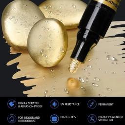 5/1 pçs cromo caneta marcador espelho reparação de pintura à prova dwaterproof água para rocha cerâmica vidro metálico ouro/prata 2mm nib - Image 4