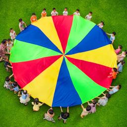 2m/6m diâmetro crianças ao ar livre trabalho em equipe jogo prop arco-íris paraquedas brinquedos salto saco salto jogar esteira escola atividade puzzle jogo - Image 6