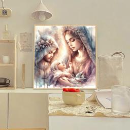 Completa Rodada Broca Pintura Diamante, Jesus e Virgem Kit, Decoração de Casa, Artesanato, Mosaico, DIY, 5D, 30x30cm - Image 4
