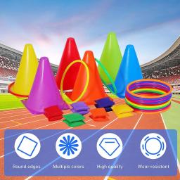 Cone de agilidade e anel treinamento brinquedo para crianças, esportes ao ar livre, equipamento de futebol, futebol treinamento cones - Image 6