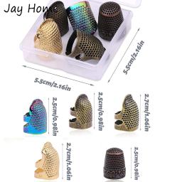 5 pçs kits de de dedais de costura de metal ajustável anéis dedal de costura protetor de dedo boné dedal de costura para acessórios de costura diy - Image 2