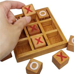 Tic tac toe de madeira clássico mesa estratégia jogos de tabuleiro cérebro teasers diversão lógica desafios família presentes viagem para crianças adultos - Image 4