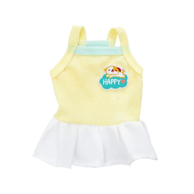 Vestido Primavera Verão para Cães e Gatos - Roupas Elegantes para Passeio em Amarelo