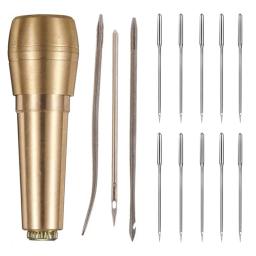 Kit de costura de couro de lona Agulha de cobre, Reparação Piercer, Ponto de mão para sapato e saco, Ferramentas Leathercraft - Image 5