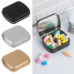 Mini caixa de lata de metal com tampa Recipiente retangular portátil Pequeno kit de armazenamento Casos de comprimidos de doces Organizador doméstico - Image 3