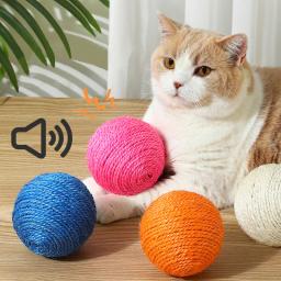Sisal Ball Teaser para Pet, Mastigação, Scratch Toy para Gatinho, Limpeza Interativa dos Dentes, Anti Mordida, Bola de Gato, Pet Supplies, 8cm - Image 1