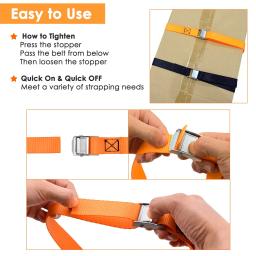 Heavy Duty Ratchet Tie Down Straps, Correias de amarração ajustáveis, Correias de carga com fivela Cam, Suitab - Image 3