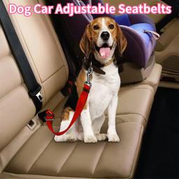 Cinto de segurança de carro ajustável para cães, Cintos de segurança de nylon para veículos, Heavy Duty, Elastic Harness para cães - Image 1