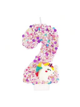 Feliz aniversário bolo vela, 0-9 número aniversário vela, unicórnio temático festa suprimentos - Image 5