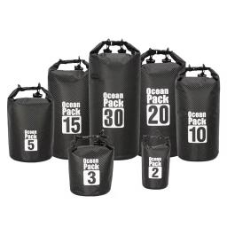 Saco de natação seco impermeável da fibra do carbono, armazenamento dobrável exterior, saco Rafting da praia, 2 L, 5 L, 10 L, 15 L, 20 L, 30L - Image 1