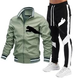 Conjunto de treino de beisebol masculino, jaqueta gola, moletom com zíper, calça emendada, roupas de corrida, novo, 2022, 2024 - Image 3