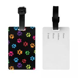 Pet Dog Paws Pattern Tag Bagagem com o Cartão de Nome, Privacidade Cover ID Label para Travel Bag Suitcase, personalizado colorido - Image 2