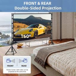 VEIDADZ-Tela do projetor com suporte, branco sem rugas, ângulo de visão de 160 °, 60-150 polegadas, dupla face, Home Theater, ao ar livre - Image 2