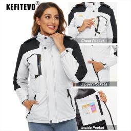 KEFITEVD Jaqueta de Neve Feminina de Inverno Pesada para Snowboard e Esqui ao Ar Livre Térmica Quente para Caminhada e Casaco Corta-Vento Casual - Image 5