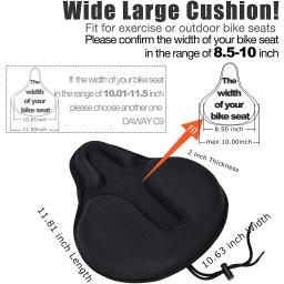 Confortável Exercício Bike Seat Cover, C6 Grande Espuma Larga e Gel Acolchoado, Bicicleta Saddle Cushion para Mulheres e Homens, Todos - Image 2