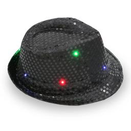 Chapéu de Jazz luminoso LED criativo para homens e mulheres, Chapéu de lantejoulas para festa carnaval, Boné de vestir adulto Glitter Festival - Image 2