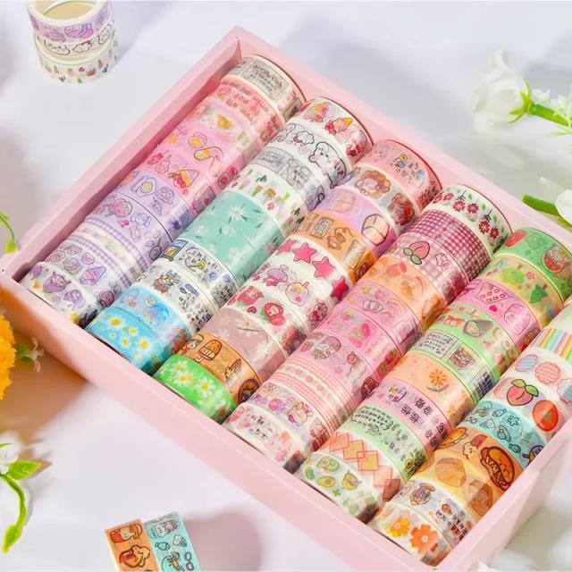 Conjunto de 60 Fitas Adesivas Japonesas Washi Decorativas, 1,5 cm - Ideal para Scrapbook e Papelaria Escolar