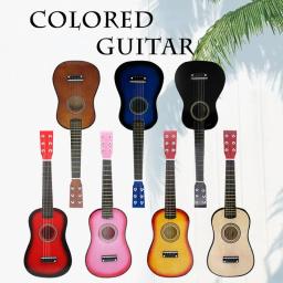 Guitarra de madeira sólida portátil para crianças, iniciantes acústicos, instrumentos musicais, venda quente, multi cores, 23 Polegada, 6 cordas - Image 1