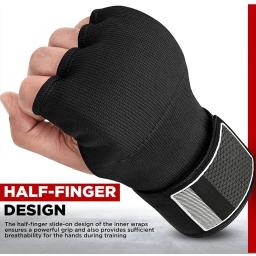 1 par de gel boxe luvas envoltório mão ajustável meio dedo luvas de apoio com alça de pulso longa MMA boxe mão engrenagem protetora - Image 5