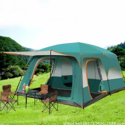 Dupla face Rainproof Outdoor Camping Tent, Família Barracas de Camping, 2 quartos, Oversize, grossa, 5-8 Pessoa, novo, 320X220X195cm - Image 1