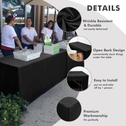 Toalha de mesa aberta de 6 pés para mesa retangular, capa de mesa de tecido lavável para show de artesanato, exibição, casamento, eventos, 1 peça - Image 2