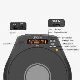 Aroma eletrônico Dumb Drum Pad, Recarregável, Multifunções, Digital 3 em 1, Metrônomo Prática Drum, Detecção de velocidade - Image 6