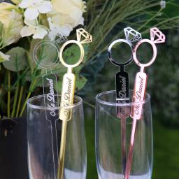 50 pçs personalizado bebida agitadores decorações de casamento bar festa cocktail agitador chuveiro do bebê swizzle amor diamante decorações - Image 1