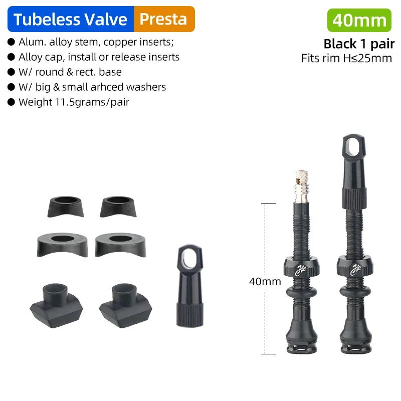 Válvula de pneu sem câmara de ar para bicicleta, válvulas presta de aro de carbono 40 50 65 80mm f/v, núcleo de latão removível com tampa para válvula de ar de bicicleta mtb - Image 1