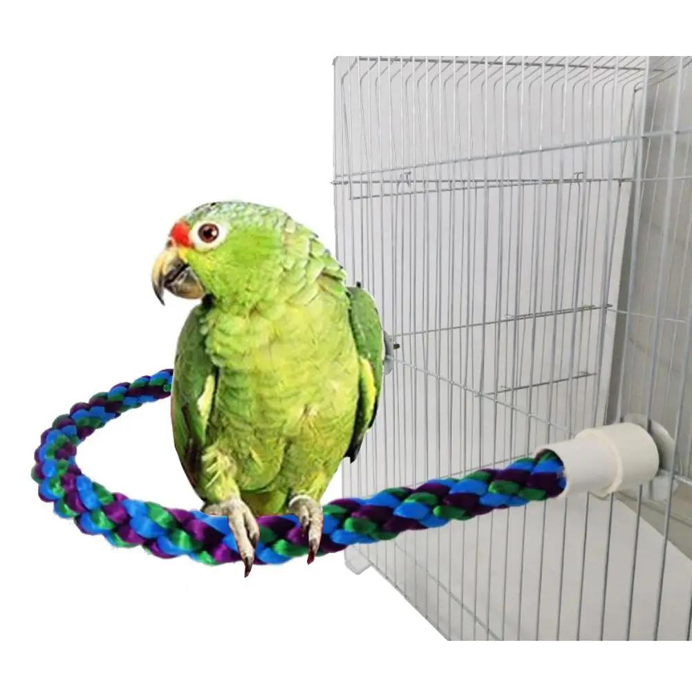 Aves suporte de poleiro brinquedos árvore selvagem vara pendurado trançado mastigar corda gaiola treinamento brinquedo para galhos pássaro gaiola de brinquedo acessórios - Image 1