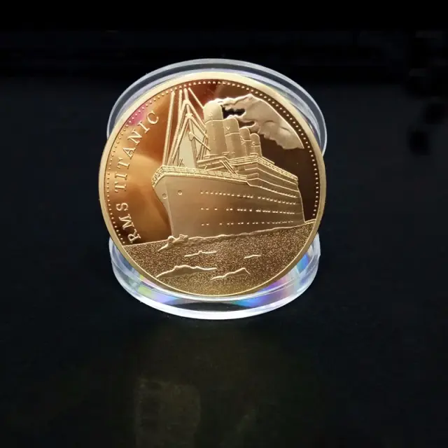 Coleção Exclusiva de Moedas Comemorativas: Medalha Lembrança do Titanic em Ouro para Decoração de Casa