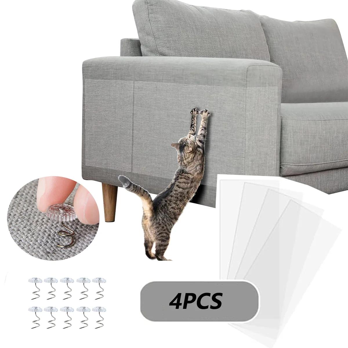 Cat Scratch Deterrent Tape, Protetor de sofá para gatos, Anti Cat Scratch Móveis Protetores, Inclui unhas fixas, Pacote 4 - Image 1