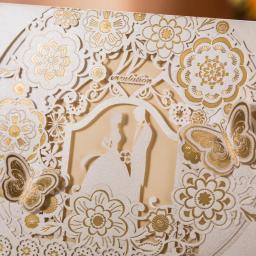 Kit de convites de casamento com corte a laser de borboleta 3d, 10 espaços, convites, festa, batismo, dinheiro, cartões de casamento - Image 3