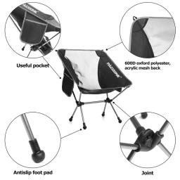 PACOONE-Cadeiras de acampamento ao ar livre destacáveis, cadeira dobrável lua portátil, cadeira de praia pesca, ferramentas assento ultraleve, caminhadas piquenique assento - Image 5