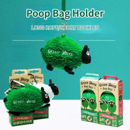 Pet Dog Poop Bag Dispenser com gancho, ovelha verde, cordeiro em forma, portátil Zero Waste, espessado Poop Bag, suprimentos de armazenamento ao ar livre - Image 1