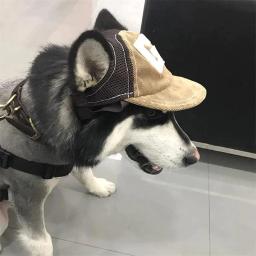 Boné de beisebol com orelhas para cães, chapéu ajustável, protetor solar, esportes ao ar livre, cães pequenos médios e grandes - Image 3