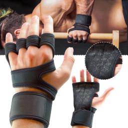 1 par de luvas de treinamento de levantamento de peso para homens mulheres fitness esportes construção do corpo ginástica ginásio mão pulso palma protetor luvas - Image 1