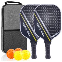 Carbon Fiber Pickleball Racket, Conjunto de 2 Raquetes e 4 Bolas, Exercício Indoor e Outdoor, Alta qualidade - Image 1