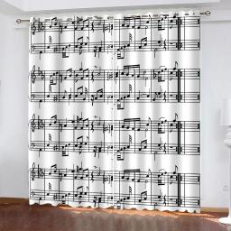 Piano série de instrumentos musicais impressão 3d música nota padrão sun sombra sala estar quarto varanda decoração para casa cortinas finas - Image 4
