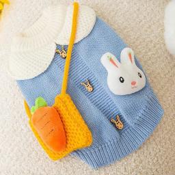 Pulôver de malha de dois pés para cães e gatos, suéter grosso e quente, coelho e cenoura, roupas pequenas e médias, outono e Wi-fi - Image 1