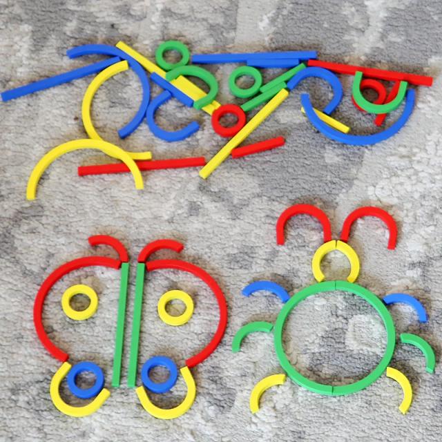 Brinquedo Educativo de Madeira Quebra-Cabeça de Tiras e Anéis Inteligência Montessori 3+ Anos