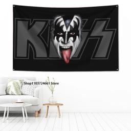 Poliéster Impressão Digital Banner, Rock Band Kiss, Garagem, Wall Art, Out Door Decoração, 60x90cm - Image 4