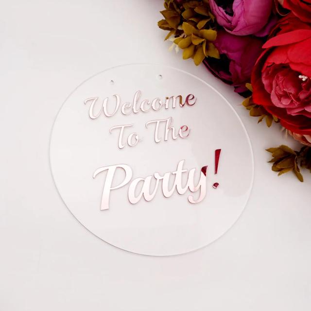 Placa Acrílica Transparente de Boas-Vindas para Festa de Aniversário - Cartão de Decoração Pendurado