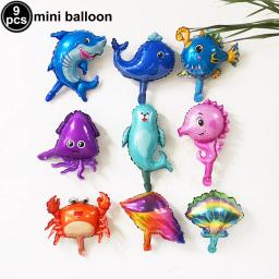 Balão de animais marinhos para decoração de aniversário, festa mundial oceânica, concha, estrela do mar, peixe, cavalo, polvo, tubarão - Image 6
