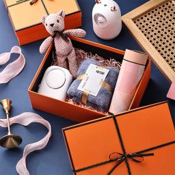 Grande caixa de presente com tampas, adequado para o presente, lembrança de luxo, cor laranja - Image 4