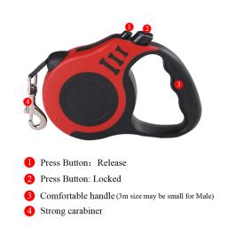 Trela de nylon retrátil automática para cães pequenos e gatos, caminhadas e caminhadas corda de tração, Puppy Outdoor Travel Lead, 3m, 5m - Image 6