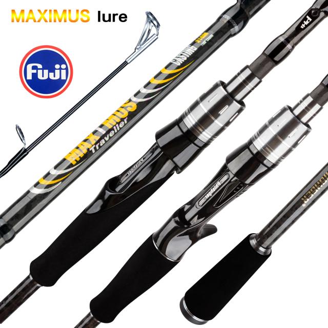 Maximus Vara de Pesca Traveller Spinning Casting 1.65m-3.0m 30T Carbono Fuji L/ML/M 3-35g