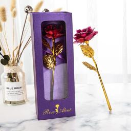 Rosa artificial do ouro 24k com caixa, Rosas falsas, Presente do dia dos namorados, Presente presente, Flor de sabão, Flores da folha, Decoração Home - Image 5