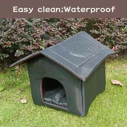 Cama de lona impermeável para cachorro, cama espessa, ninho à prova de frio, casa de gato, Kitty Shelter, cesta de animais - Image 4