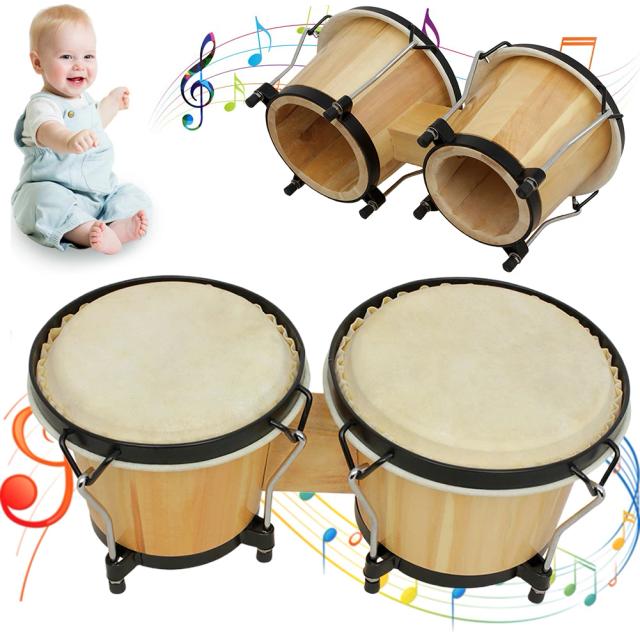 Bongôs de Madeira para Percussão: Instrumento Ideal para Adultos e Crianças com Tamanhos de 5.5" e 6"